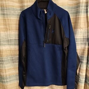 Spyder Mens Blue and Black Half-Zip Pullover
